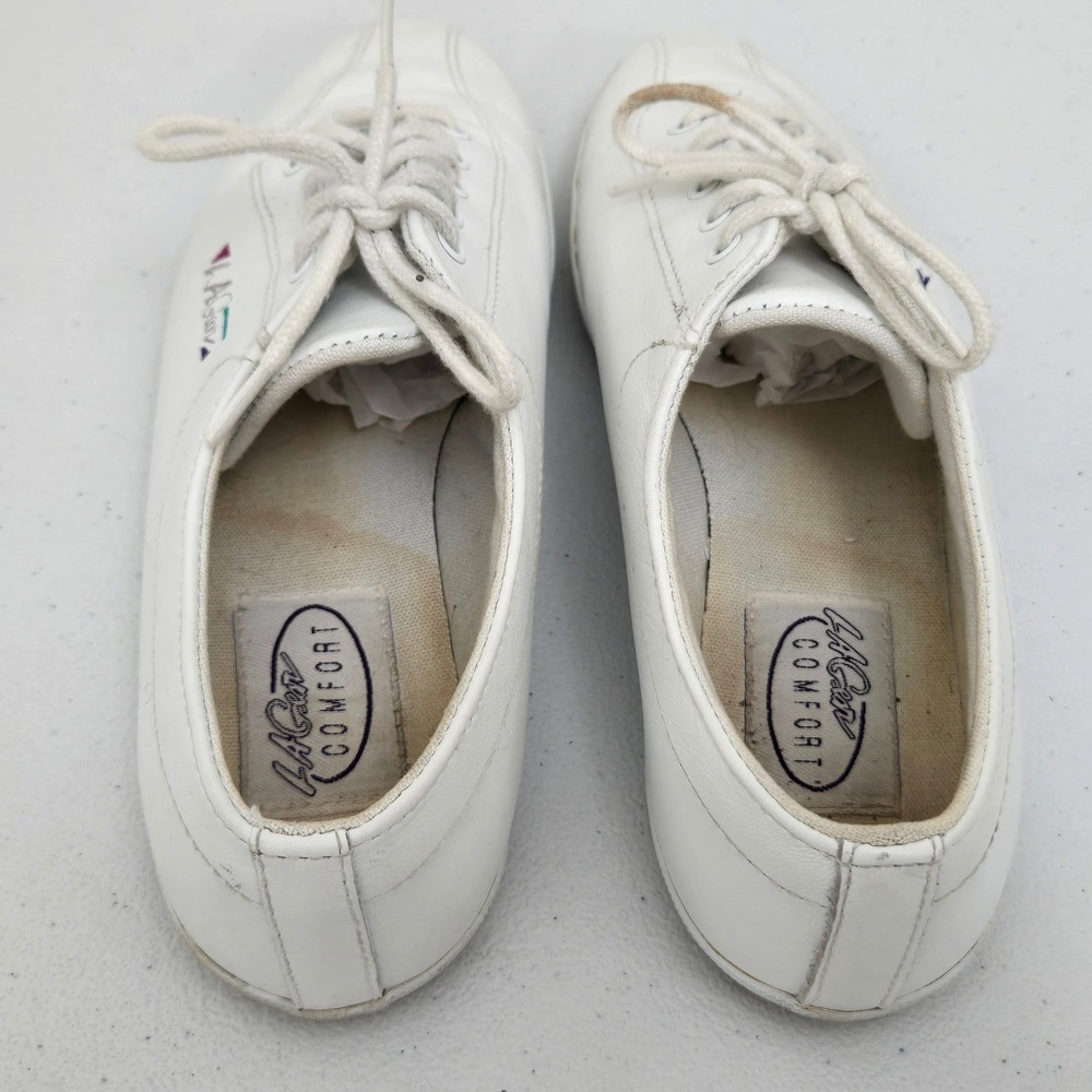 LA Gear Women White Leather Comfort Lace Up Athletic Sneakers Shoes Size 7.5 - Picture 4 of 7